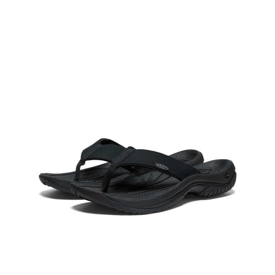 Men's Kona Leather Flip-Flop  |  Black/Steel Grey
