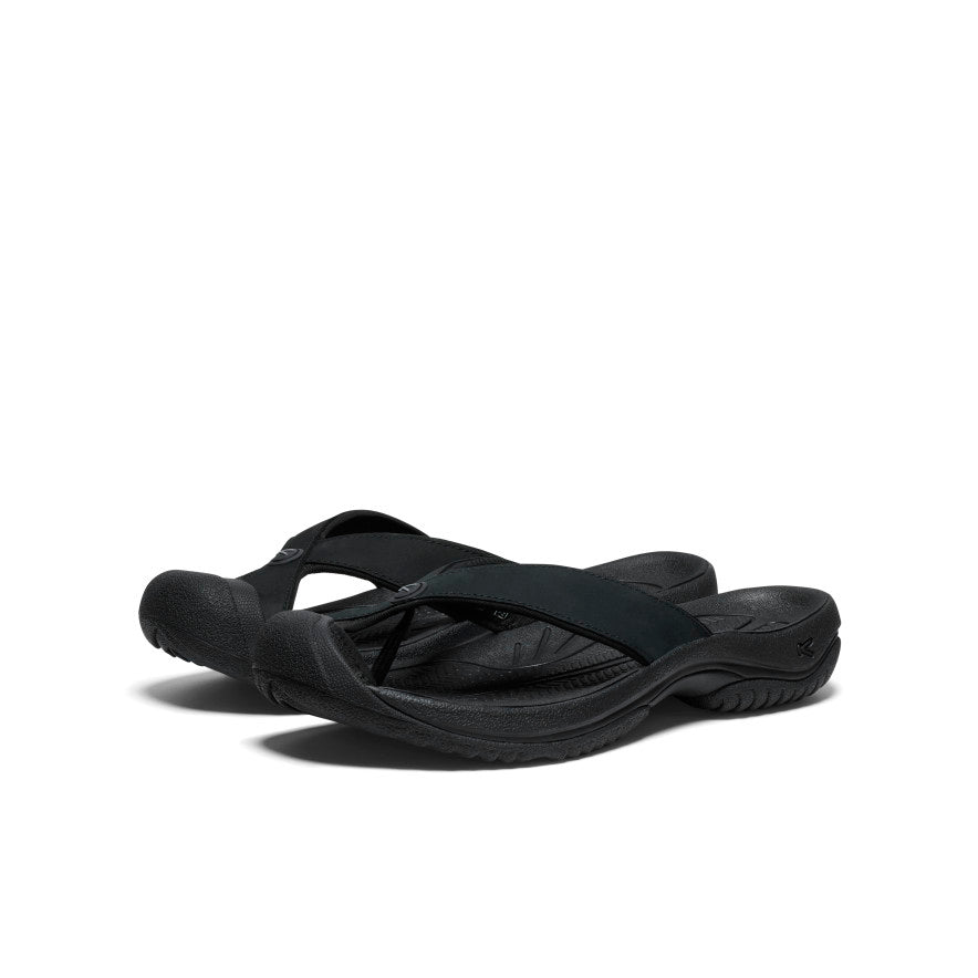 Men's Waimea Leather Flip-Flop  |  Black/Black